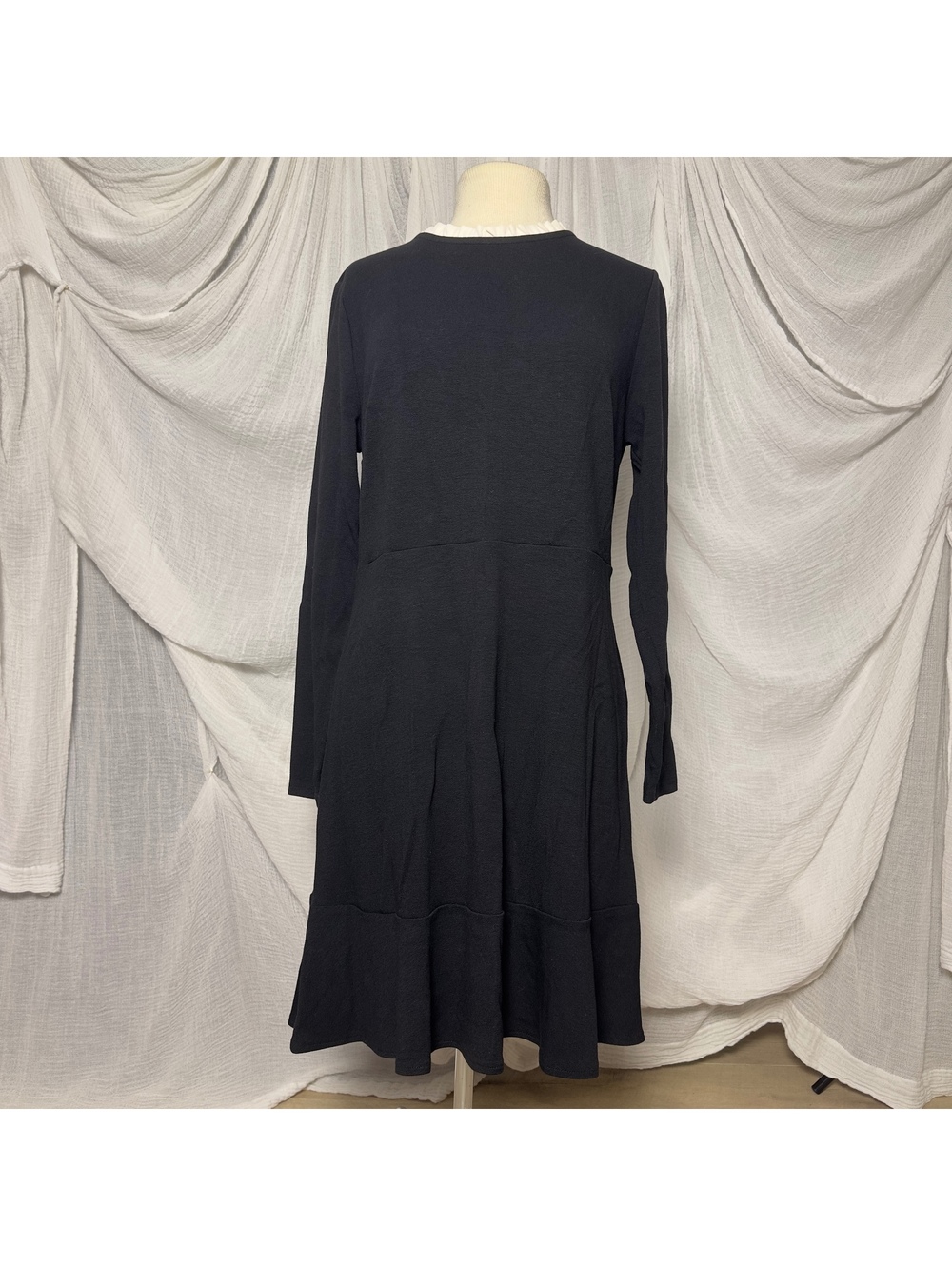 Whimsygoth Black Long Sleeve Midi Dress